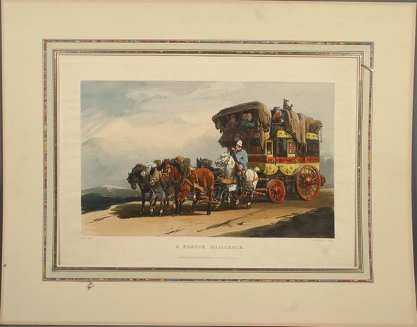 Appraisal: Circa aquatint engraving A French Diligence by R Ackerman x