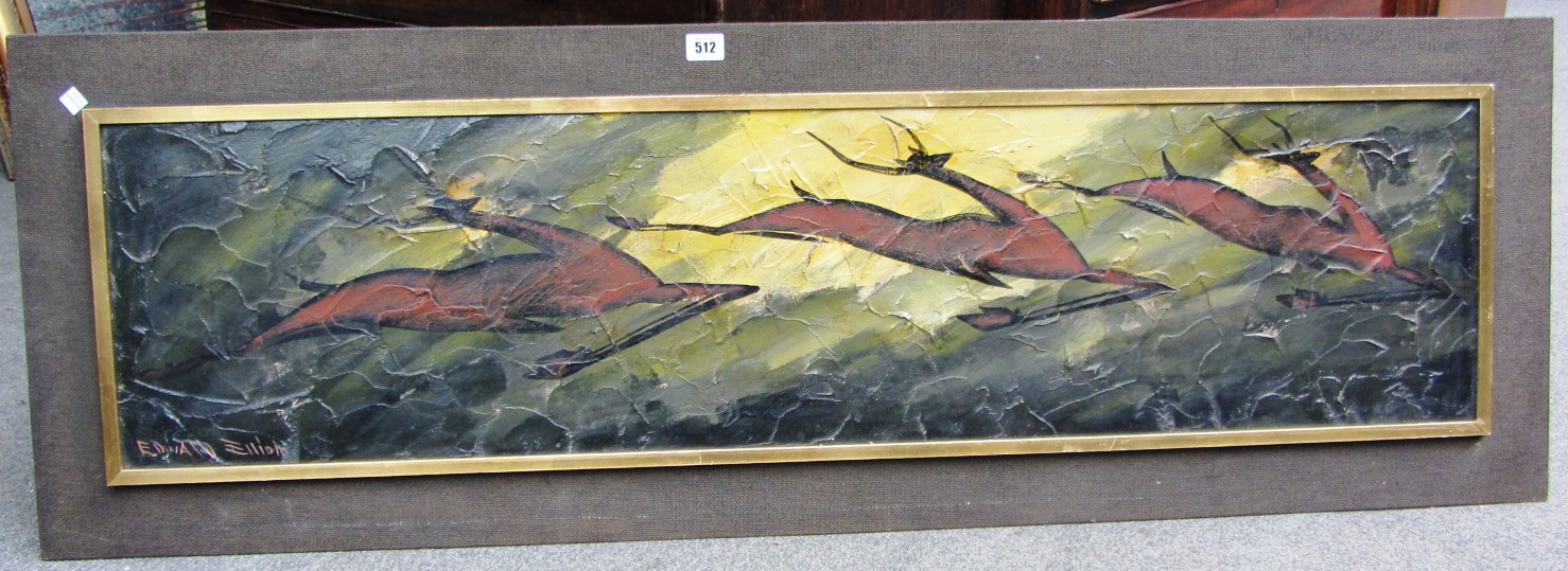 Appraisal: Edward Elliott th century Stags oil on board signed cm