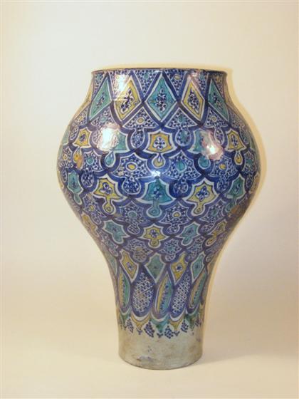 Appraisal: Large Moroccan tin glazed vase th th century