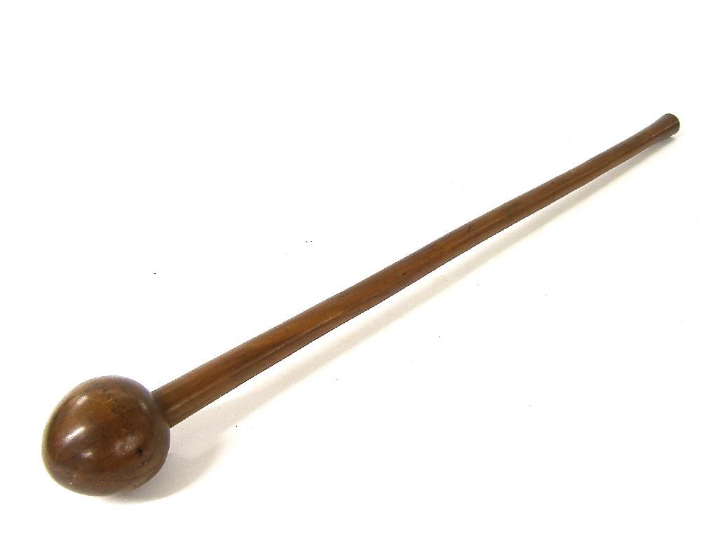 Appraisal: Antique hardwood knobkerrie with rounded head and tapering shaft long