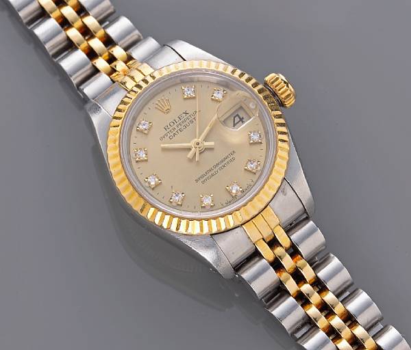 Appraisal: A lady's diamond bracelet wristwatch Rolex Oyster Perpetual Datejust Jubilee