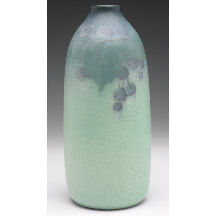 Appraisal: Rookwood vase Vellum glaze with painted berries and leaves executed