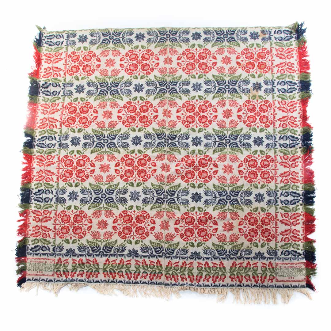 Appraisal: American four-color loom woven coverlet dated made by W H