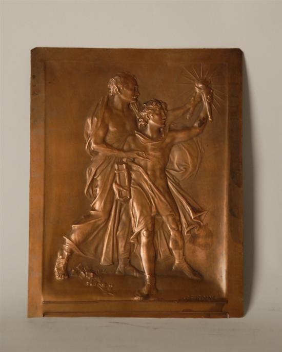 Appraisal: Jules Edouard Roine - Copper Plaque of Mature Man and