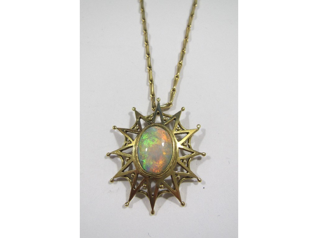 Appraisal: Opal pendant in ct gold star shaped mount on ct