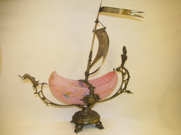 Appraisal: Late th early th century gilt enameled floral pink art