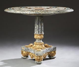 Appraisal: Continental Specimen Marble Center Table th c the circular top