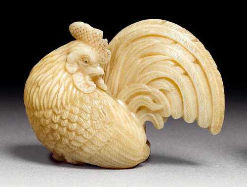 Appraisal: NETSUKE Japan Meiji Period L cm Maritime ivory Very finely-worked