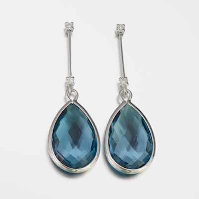 Appraisal: A Pair of Ladies' Blue Topaz and Diamond Pendant Earrings