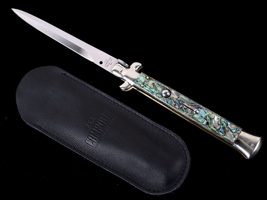 Appraisal: AGA Campolin Italian Abalone Picklock Switchblade This is an authentic