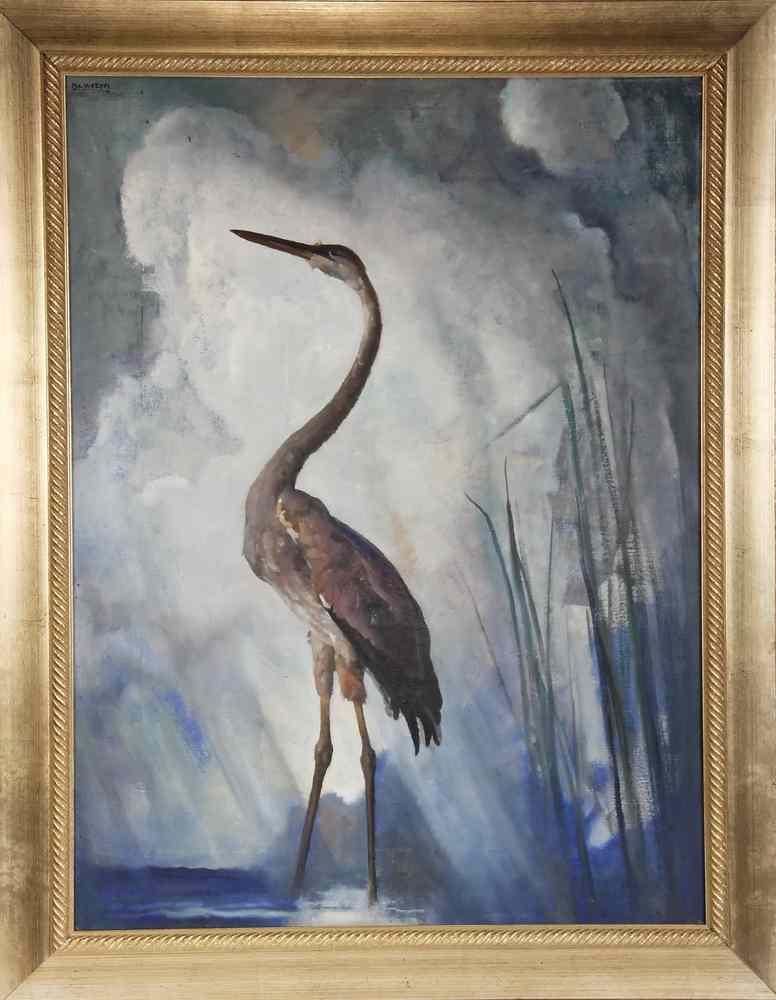 Appraisal: OIL ON LINEN - 'The Great Blue Heron' by N