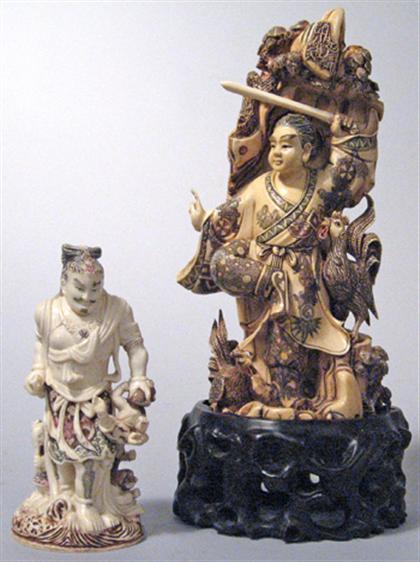 Appraisal: Two Chinese elephant ivory figures th century The largest is