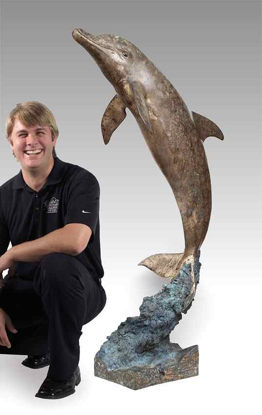 Appraisal: LARGE ROBERT WYLAND DOLPHIN BRONZE FOUNTAIN SCULPTURE '' h x