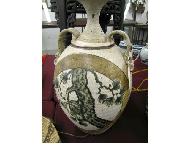 Appraisal: Oriental Style Pottery Lamp