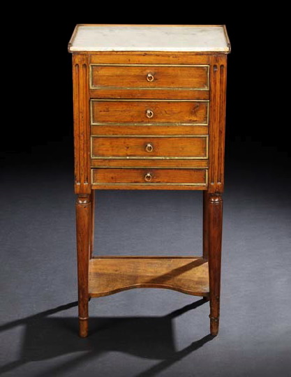 Appraisal: Louis XVI-Style Fruitwood and Marble-Top Commode mid- th century the