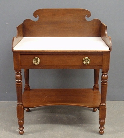 Appraisal: - Late Federal washstand with carved backsplash and replaced man-made