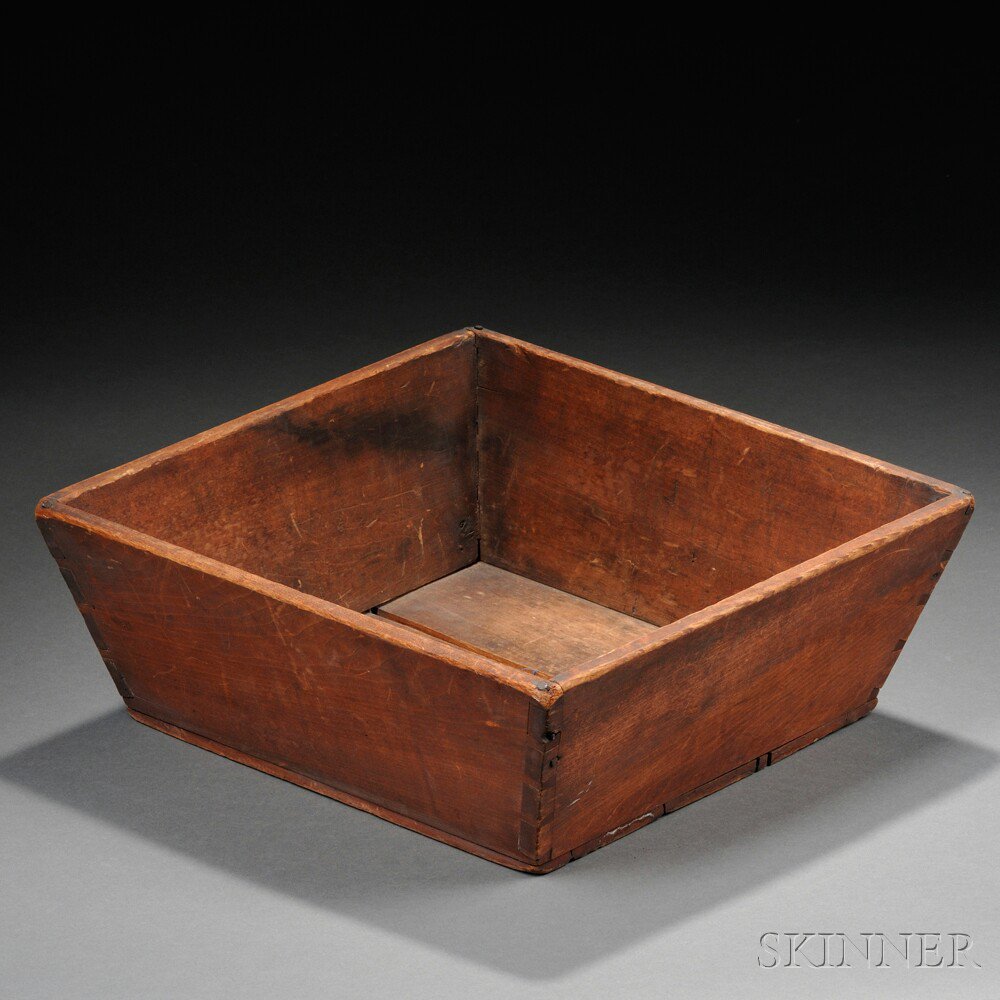 Appraisal: Shaker Red-stained Pine Tray square tray with dovetail-constructed canted sides