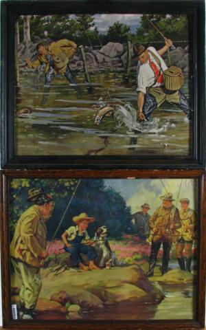 Appraisal: Two Vintage Sporting Prints one depicting trout fishermen size as