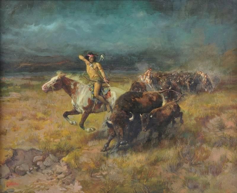 Appraisal: LAJOS MARKOS American Texas - A PAINTING The Hunt LAJOS