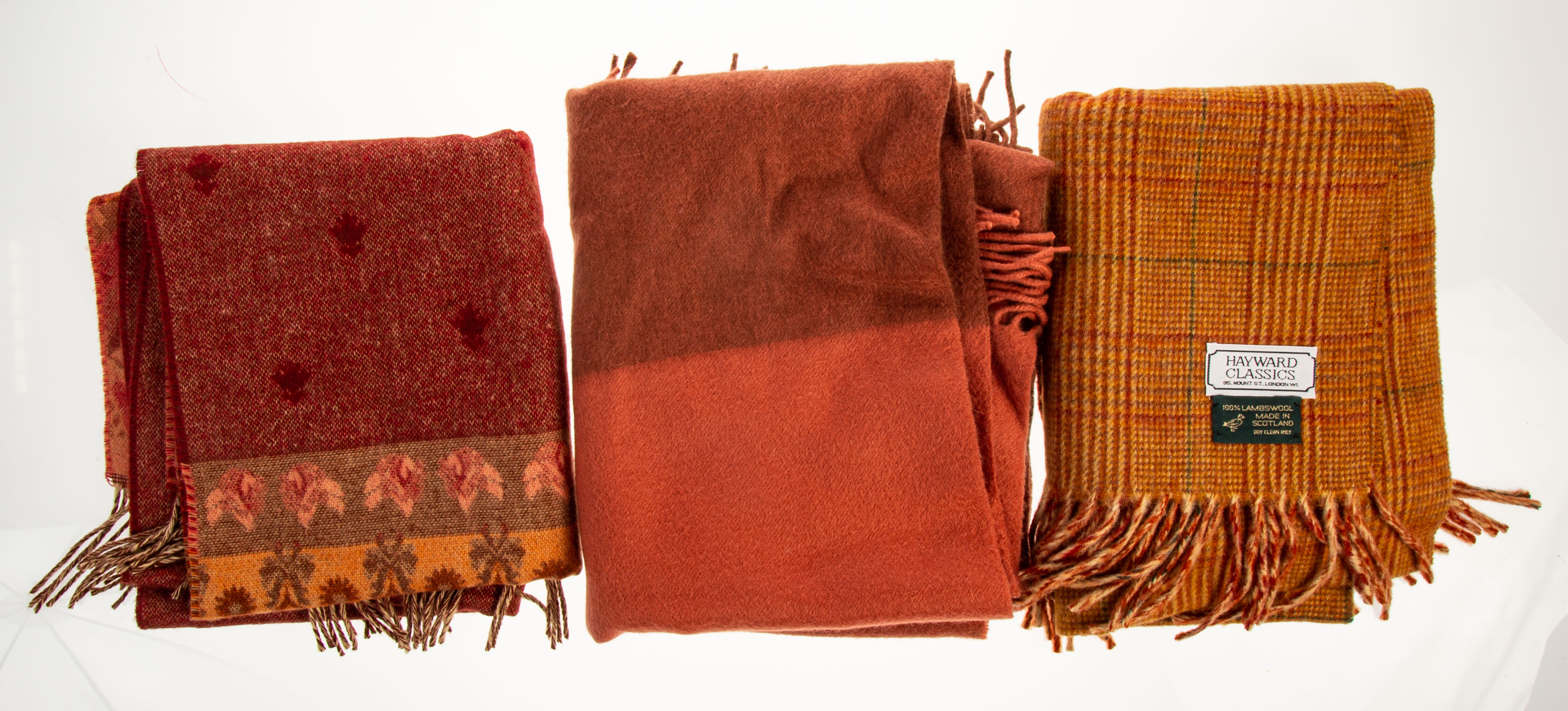 Appraisal: COLLECTION OF CASHMERE AND WOOL SCARVES Including Scottish lambs wool