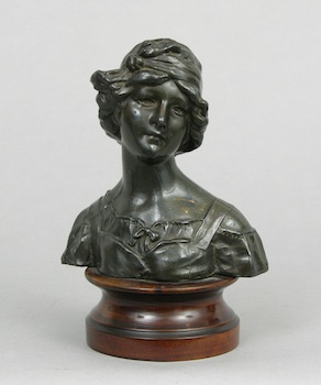 Appraisal: A Spelter Bust of a Beautiful Woman A spelter bust