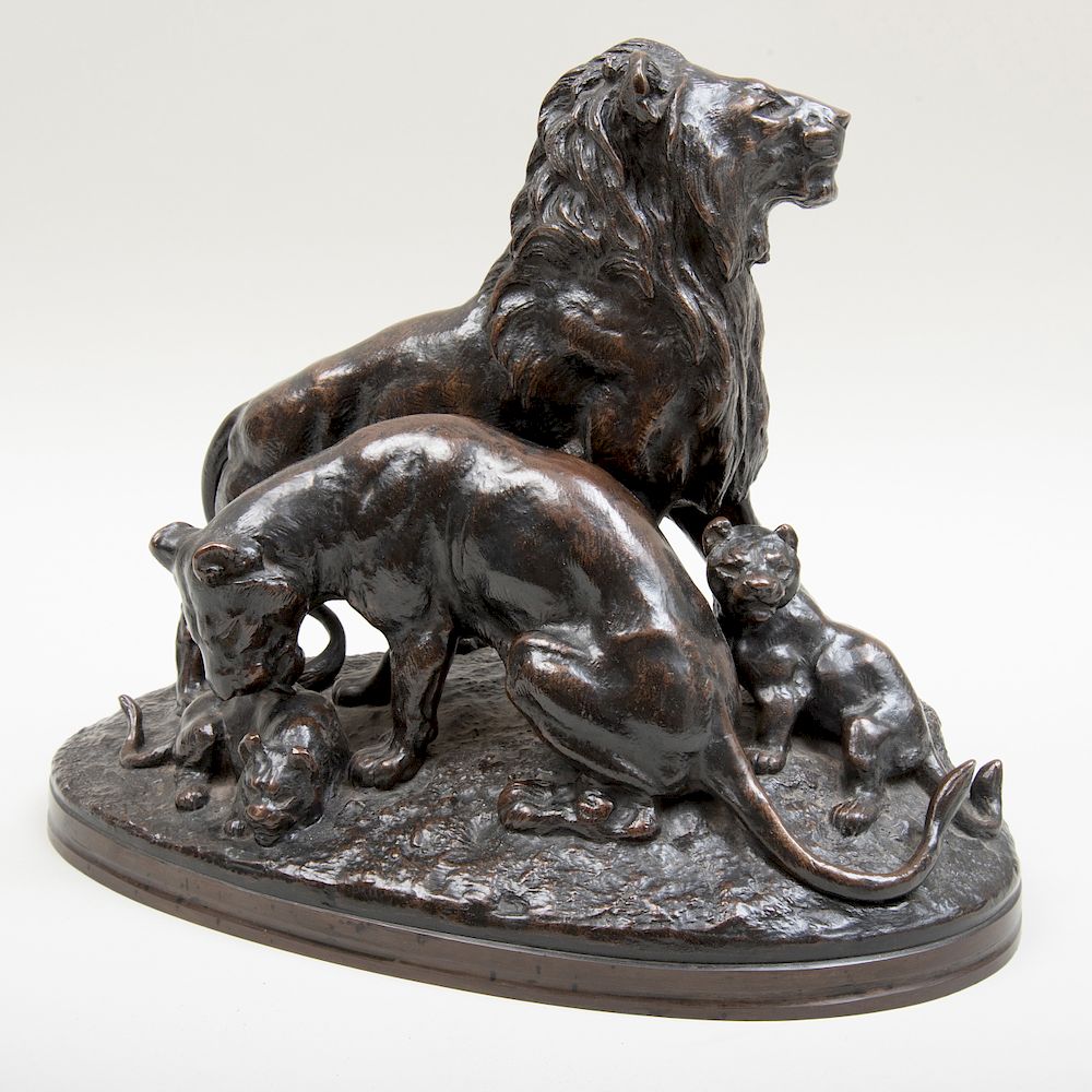 Appraisal: Edouard Paul Delabriere - Bronze Model of Lion Lioness and