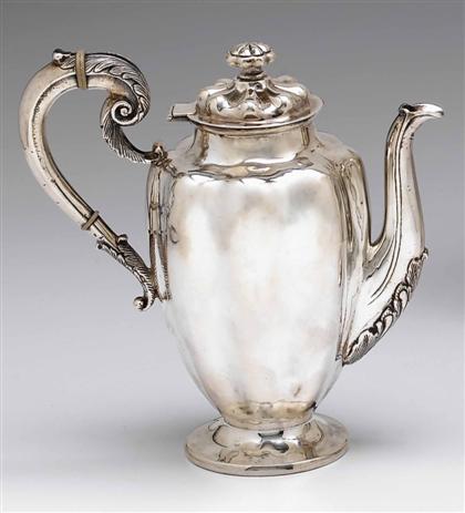 Appraisal: Prieto Mexican silver coffeepot With a lobed knop and lid