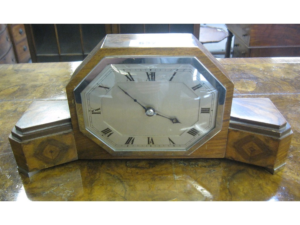 Appraisal: Art Deco walnut cased mantle clock