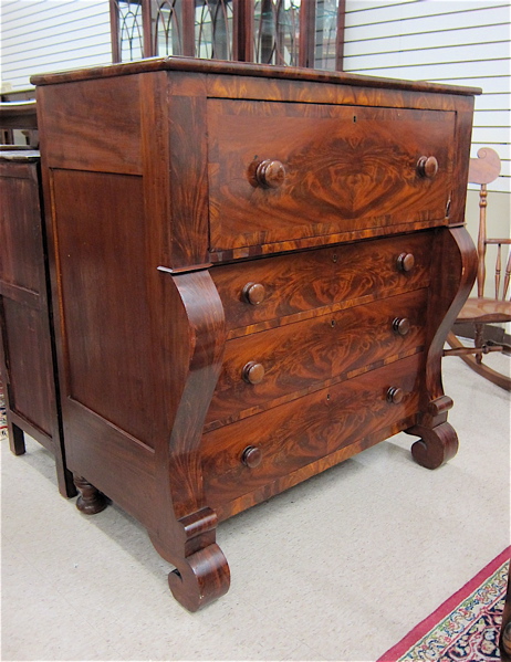 Appraisal: EMPIRE MAHOGANY SECRETARY CHEST American th century the top drawer