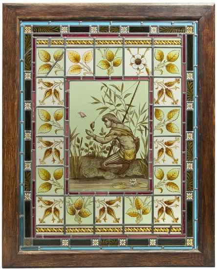 Appraisal: An Arts and Crafts stained and painted glass window late