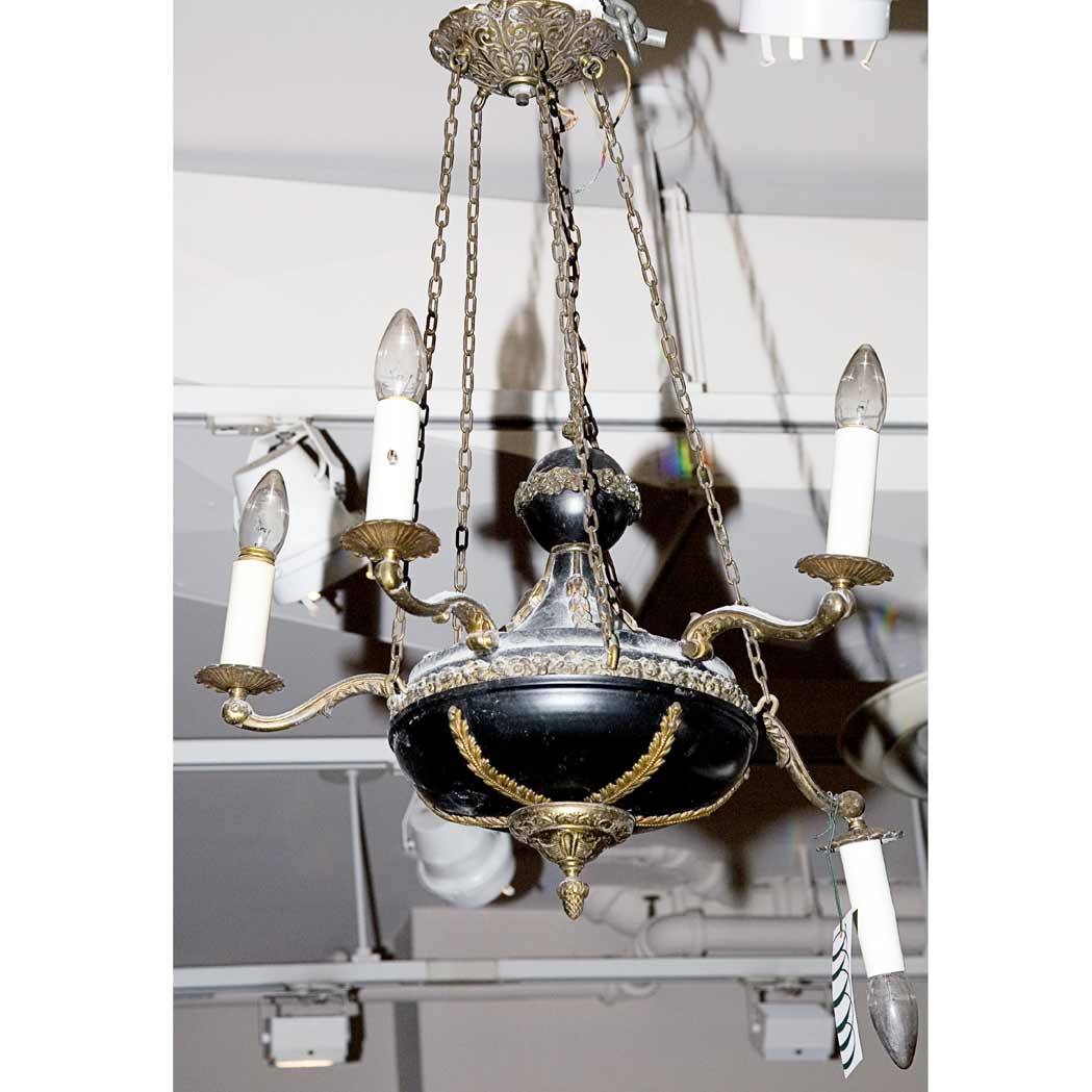 Appraisal: Louis XV Style Gilt-Metal and Glass Six-Light Chandelier Height inches