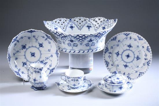 Appraisal: -PIECE ROYAL COPENHAGEN PORCELAIN PARTIAL DINNER SERVICE Blue Fluted pattern