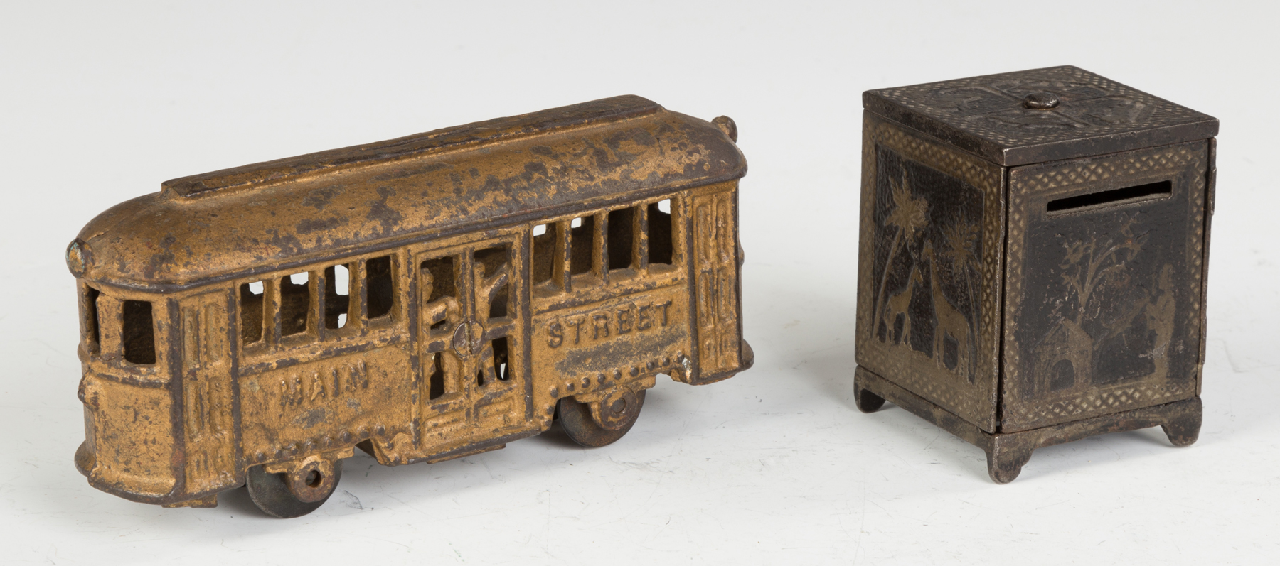 Appraisal: Cast Iron Main St Trolley Car Bank Patent