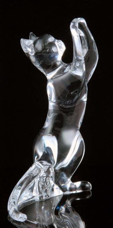 Appraisal: A Baccarat crystal figurine of a playing cat Signed at