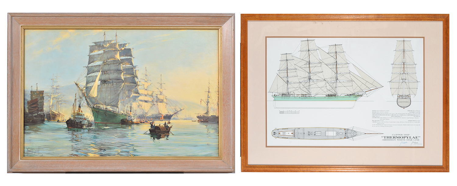 Appraisal: CLIPPER SHIP ''THERMOPYLAE'' PRINT FRAMED GLAZED X CMS AND ONE