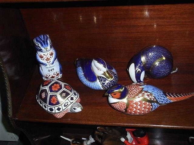 Appraisal: FIVE ROYAL CROWN DERBY PAPER WEIGHTS in the form of