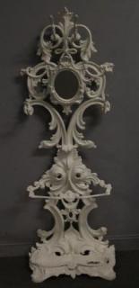 Appraisal: Victorian White Painted Iron Hall Tree Great looking very useful