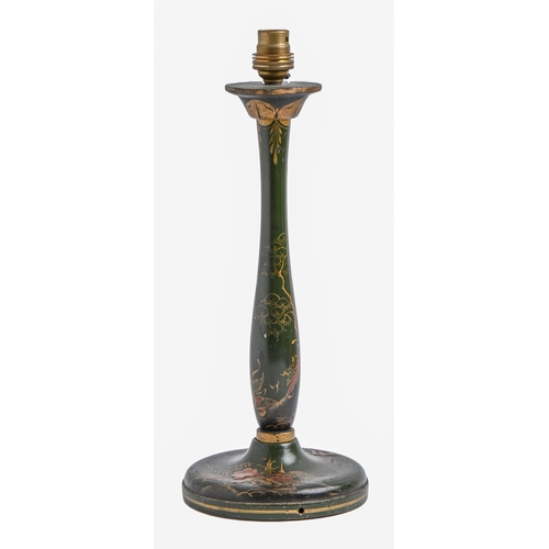 Appraisal: A green japanned table lamp c on weighted foot cm