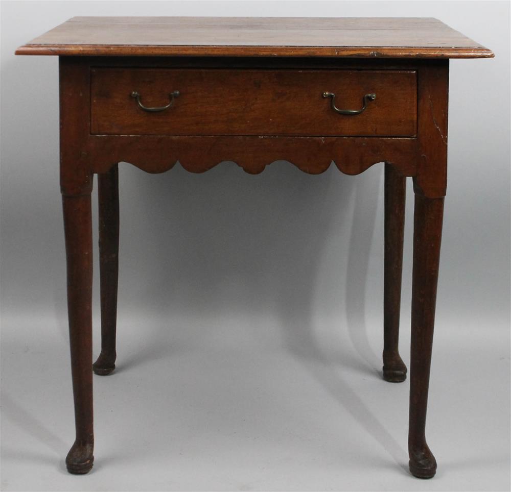 Appraisal: QUEEN ANNE OAK TABLE WITH DRAWER having a molded top