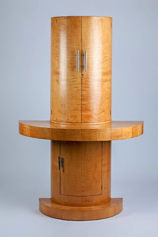 Appraisal: Maurice Adams attributed to Art Deco birch cocktail cabinet circa