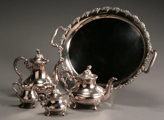 Appraisal: German Sterling Rococo Style Four-Piece Coffee-Tea Service Gebr der Deyhle