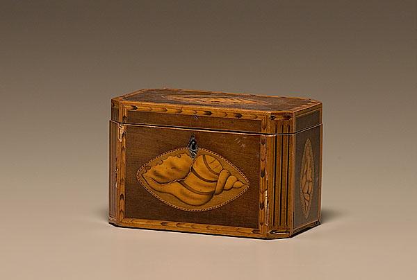 Appraisal: SHELL INLAID TEA CADDY English early th century A mahogany