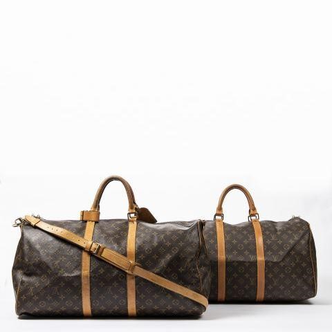 Appraisal: lot of Louis Vuitton Keepall duffle and Bandouliere bags both