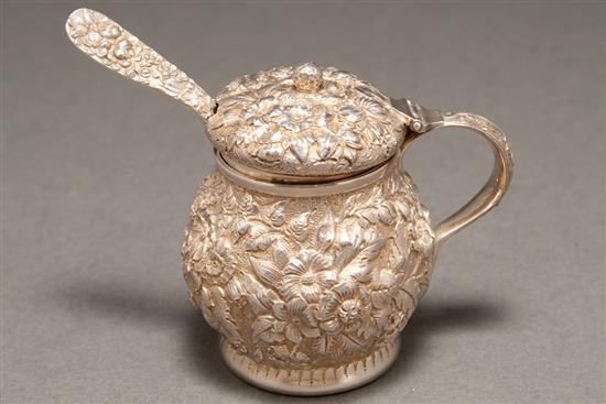 Appraisal: American repousse silver honey jar Tiffany Co early th century