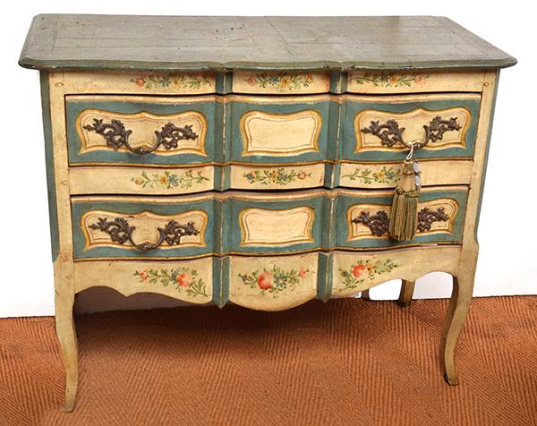 Appraisal: A LOUIS XV STYLE PAINTED COMMODEthe serpentine edged top above