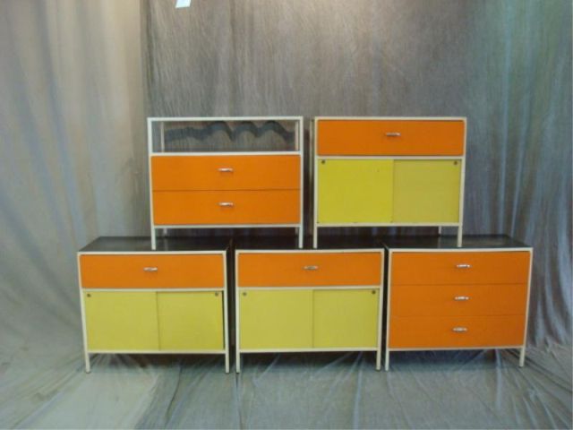 Appraisal: GEORGE NELSON Multicolor Cabinets sliding door and with drawers Metal