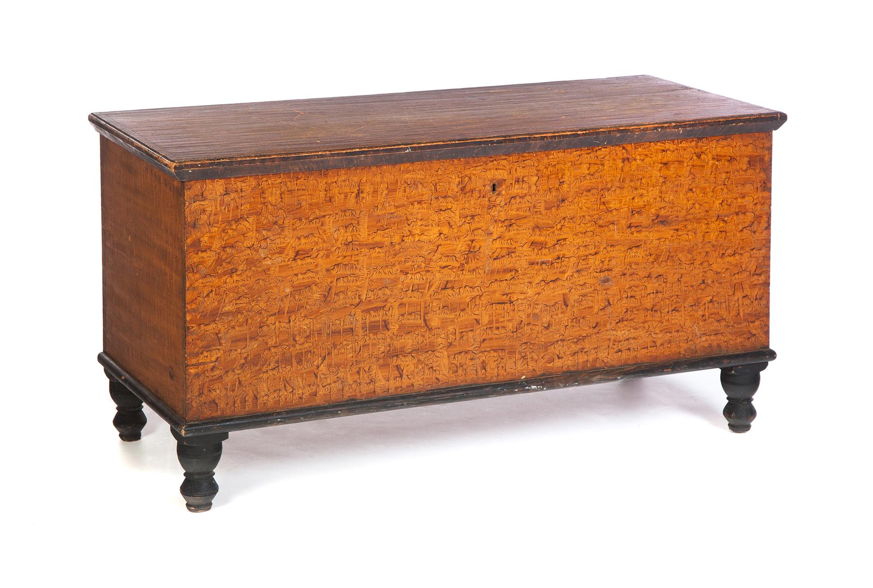 Appraisal: PENNSYLVANIA DECORATED BLANKET CHEST First half- th century pine Six-board