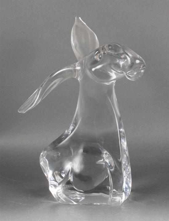 Appraisal: Daum crystal donkey figure th century stylized figure etched on