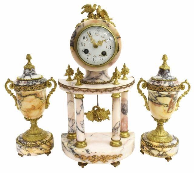 Appraisal: piece French Louis XVI style marble mantel set late th