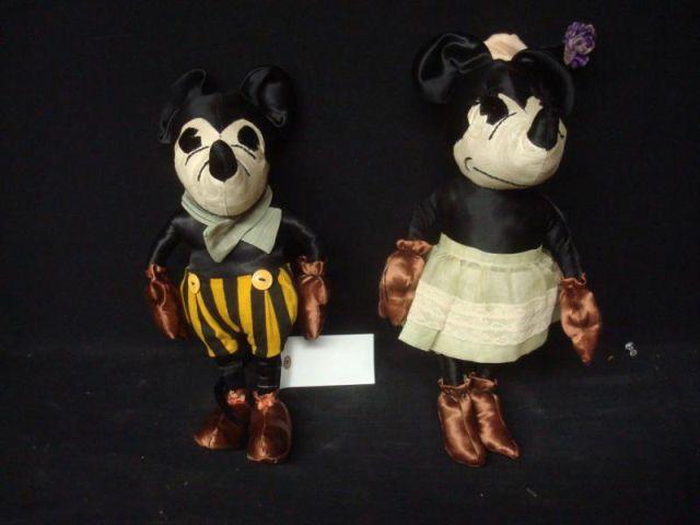 Appraisal: Mickey and Minnie Mouse Dolls Possibly by Charlotte Clark From